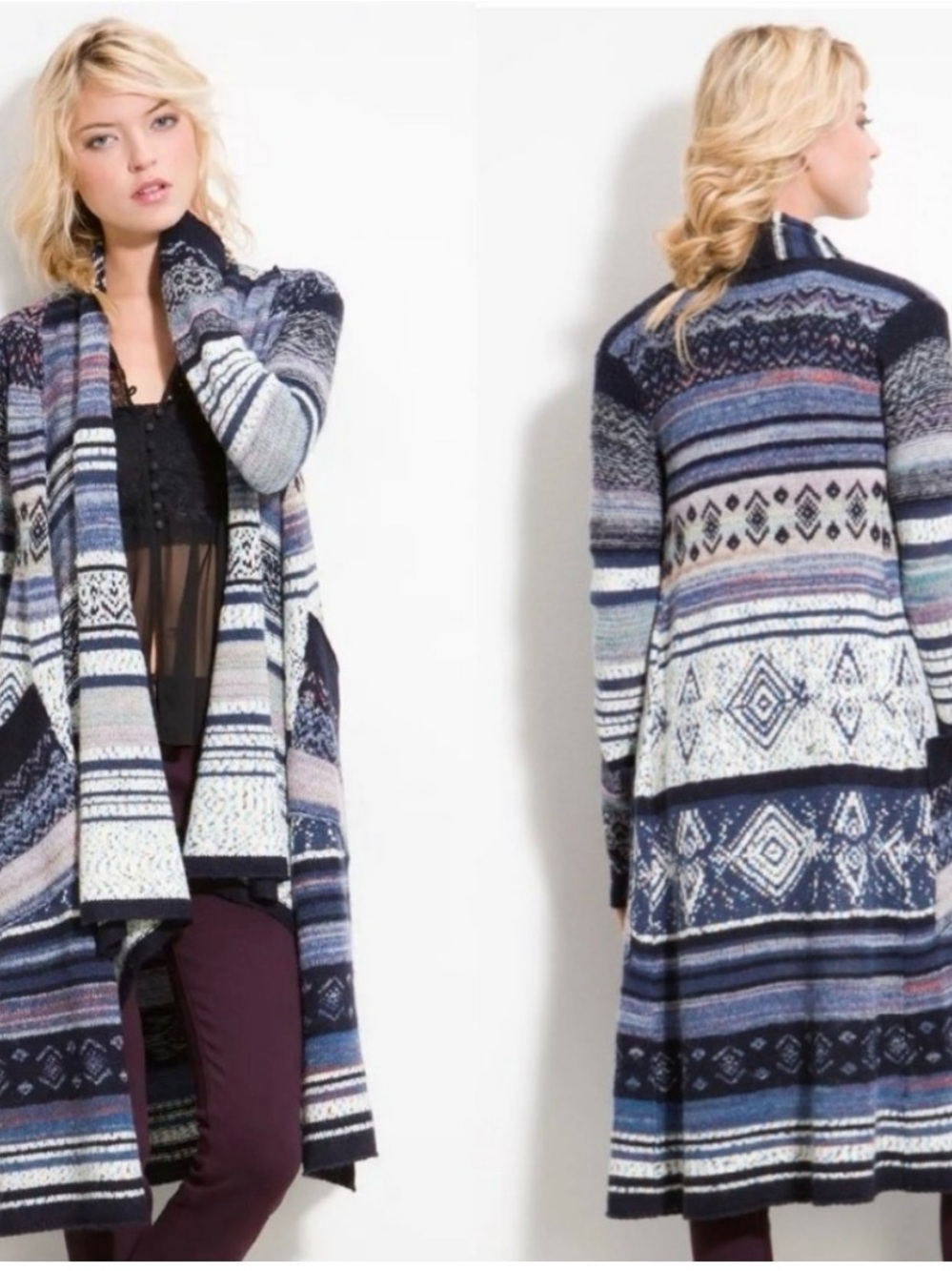 Yesterday’s Smile Cardigan - Navy/Gray